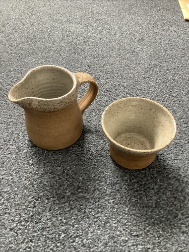 Vintage pottery milk sugar - vintage,