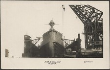 HMS MALAYA. 1921 GENUINE PC. ROYAL NAVY. DREADNOUGHT. BATTLESHIP.