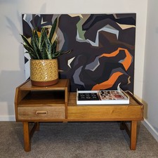 Vtg MID CENTURY Wood Hall Table Seat Telephone Bench