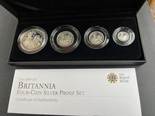ROYAL MINT 2009 BRITANNIA 4-COIN SILVER PROOF SET IN CASE + COA (REF.N1.)