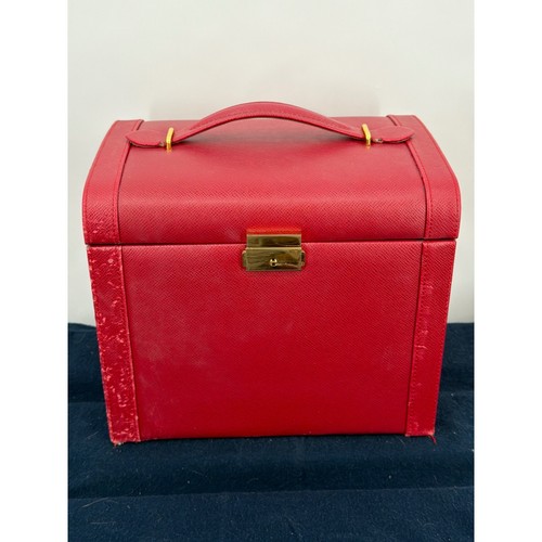 Vtg large red leather jewelry - leather,