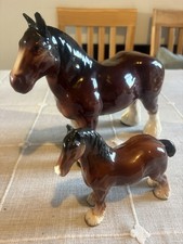 Pair ornamental shire horse - of,