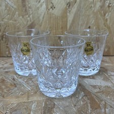 3 x Vintage Webb Corbett Cut Crystal Old Fashioned On the Rocks Glass Tumbler 3"