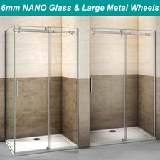 Frameless Sliding Door Shower Enclosure Side Panel 6mm Glass Cubicle Tray