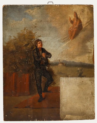 18th century oil praying to - oil,