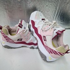 Skechers D'Lites 2.0 Tidal Waves One Piece White Pink Ladies Size UK 5 used cond