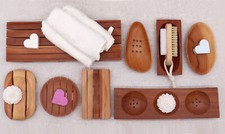 Mahogany Soap Dish Natural Wood Wooden Handcrafted Tray Holder Bathroom Kitchen