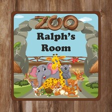 Zoo Wildlife Family Cuddle Animals Bedroom Door Sign Personalised With Any Name