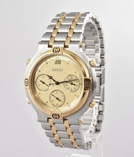 Gucci 9400 Chronograph Champagne Dial with 18k Gold Rare Vintage Model.