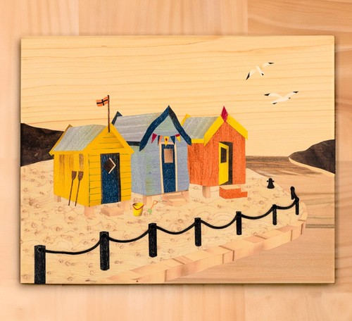 Beach huts marquetry kit - beach,
