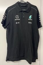 Mercedes F1 Team Black Polo Shirt Mens Size Large 100% Cotton Official Formula 1