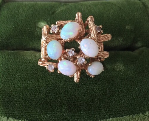 Opal diamond ring estate - opal,