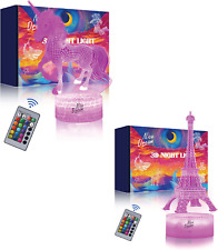 Nice Dream Eiffel Tower/Unicorn Night Light for Kids, 3D Illusion Night Lamp