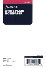 Filofax Pocket size White Plain (Blank) Notepaper Organiser Refill 212405