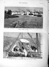 Old Antique Print 1877 Prince Cowes Ship Osborne Sculling Parramatta Boat 19th