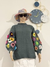 Hand Knitted Crochet jumper size 14, Unisex