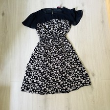 Red Herring Debenhams Maternity Dress – Black with Beige Bow Pattern – Size 8 S 