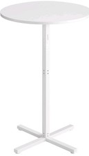 VASAGLE white Bar Table, Round Cocktail Table, High Pub Table, Metal Frame