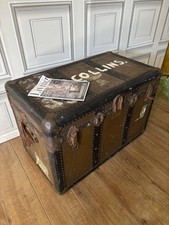 Antique Travel Trunk Chest Blanket Box Coffee Table