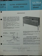 Ultra Radiogram player Model 6302 Service manual