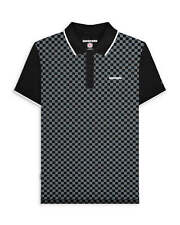 Lambretta Clothing SS1224 Two Tone All Over Print Polo Black. SALE