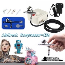 Airbrush Kit Compressor Dual Action Cake Art Model Makeup Tattoo Tool Set UK