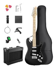 🎸Donner DST-80 Electric Guitar Bundle With Amplifier Gig Bag SSS Pickup | Black
