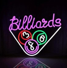BILLIARDS LED Light Sign 15"x12”  Eco friendly - 8 Ball - Snooker