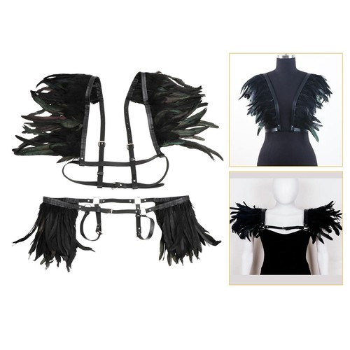 Artificial feather shawl black - feather,