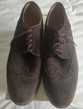 John Rocha - Mens Shoes - Size 9 - Brogue - Suede  - Chocolate Brown - Lace up