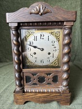 Charming Antique Wooden Mantel Clock With Chime And Key. M490