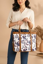 Side Rexine Canvas Tote Sky