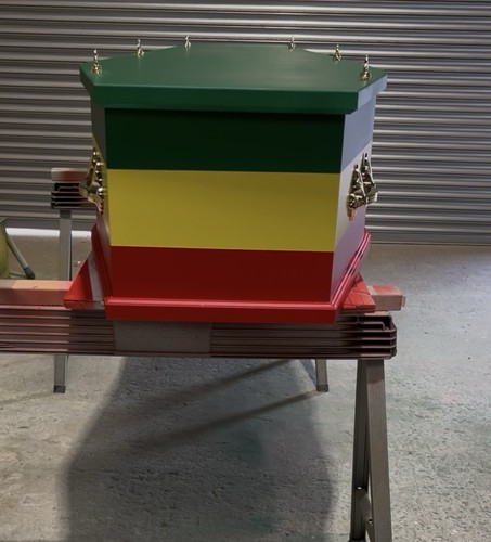 Rastafarian wooden coffin - rastafarian,