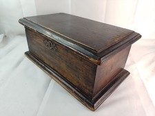 Antique vintage wooden box with hinged lid Old Wood Keepsake Sewing Etc