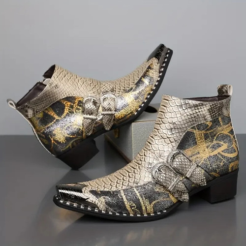 Men snakeskin print western - snakeskin,
