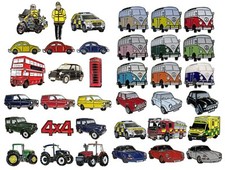 Vehicle Enamel Badge Sets Mini Cooper Police Ambulance Fire Engine London Bus