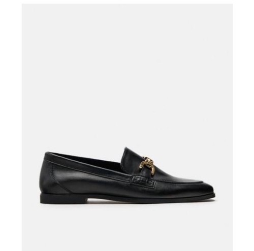 Zara black leather loafers - black,