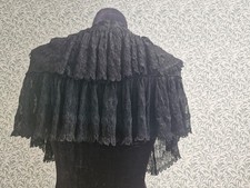 ANTIQUE VICTORIAN SHAWL CAPELET SILK KNIT BLACK HALLOWEEN BURLESQUE 1880