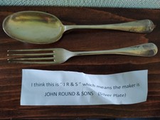 JOHN ROUND & SONS SILVER PLATE monogrammed SPOON & FORK