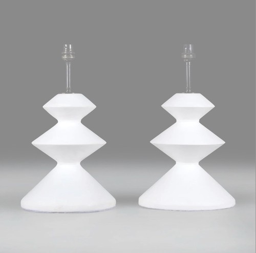 Pair zigzag plaster lamps - zigzag,