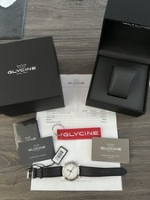 Glycine Airman The Chief GMT 40mm GL0467. Leather Strap, White Dial