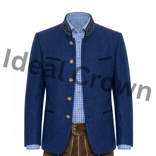 Men blue wool trachten - blue,