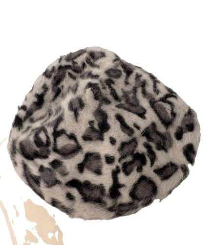 Grey animal print - beret, angora
