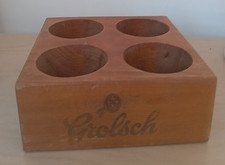 GROLSCH VINTAGE SOLID WOOD DISPLAY GLASS BOTTLE HOLDER ADVERTISING BEER LAGER