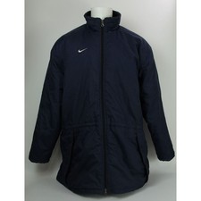 Mens Size Large Nike Navy Blue Long Coat Warm Padded Quilted