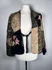 INDIGO MOON Size M Cotton Blend Paisley Beaded Floral Jacket Tunic QVC Cottage