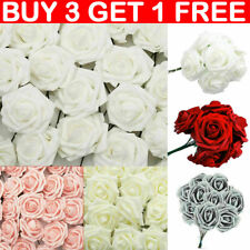 50X Large 7CM Artificial Flowers Foam Rose Head Wedding Party Decor Bouque UK