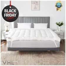 10CM MATTRESS TOPPER Hotel Quality Deep Thick Microfiber 4inc Topper With Straps