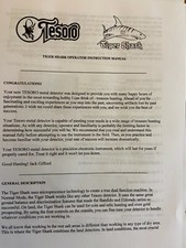 TESORO TIGER SHARK METAL DETECTOR INSTRUCTION OPERATOR MANUAL NEXT DAY SHIPPING