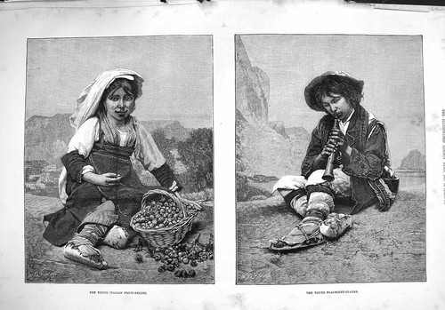 Old antique print 1876 - 1876, young